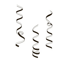 set of ribbons serpentine black and white linear illustration