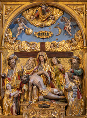 LUZERN, SWITZERLAND - JUNY 24, 2022: The carved polychrome side altar with the Pieta (Deposition)...
