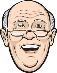laughing senior man isolated head - PNG image with transparent background