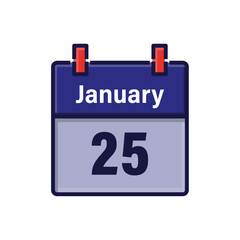 Obraz premium January 25, Calendar icon. Day, month. Meeting appointment time. Event schedule date. Flat vector illustration.