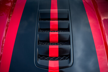 close up of a red car