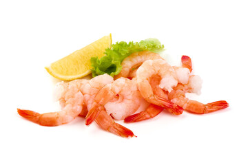 Shrimps, king prawns, isolated on white background.
