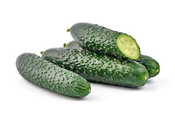 Cucumbers, isolated on white background. High resolution image.