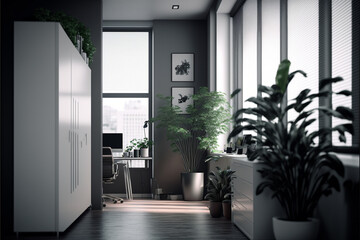 Home Office, Hallway | Interior Background, 3d Render, Generative AI