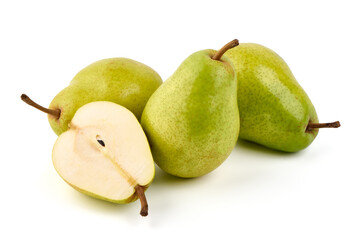 Juicy fresh ripe Williams pears, isolated on a white background.