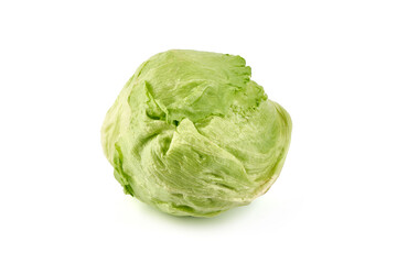 Fresh iceberg lettuce, isolated on white background.