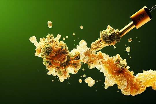 Cannabis concentrate live resin (extracted from medical marijuana) with a dabbing tool. Generative AI