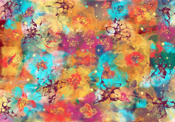 Obraz na płótnie Canvas Multicolor flowers pattern on the floral surface.