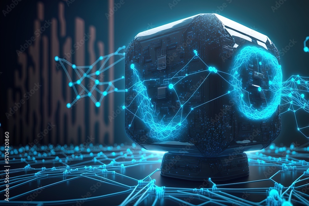 Poster connection and smart grid as a concept. the digital future is blue. generative ai