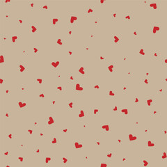 Vector illustration. Seamless pattern with hand drawn hearts scattered randomly. Festive background for Valentine's Day, birthday, women's day and wedding design. Wallpaper, gift wrapping, textiles.