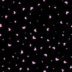 Fototapeta na wymiar Vector illustration. Seamless pattern with hand drawn hearts scattered randomly. Festive background for Valentine's Day, birthday, women's day and wedding design. Wallpaper, gift wrapping, textiles.