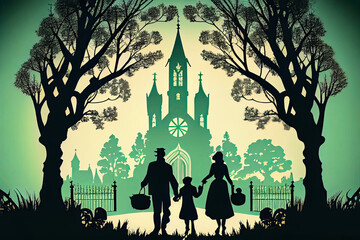 Family going to church on Easter, Generative AI