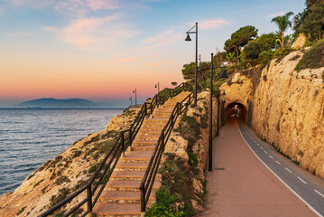Tunnels of the Cantal, between Rincon de la Victoria and Cala del Moral, Malaga, promenade that...