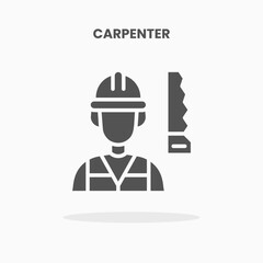 Carpenter icon vector illustration glyph style. Great used for web, app, digital product, presentation, UI and many more.
