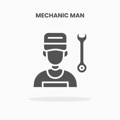 Mechanic man people icon vector illustration glyph style. Great used for web, app, digital product, presentation, UI and many more.