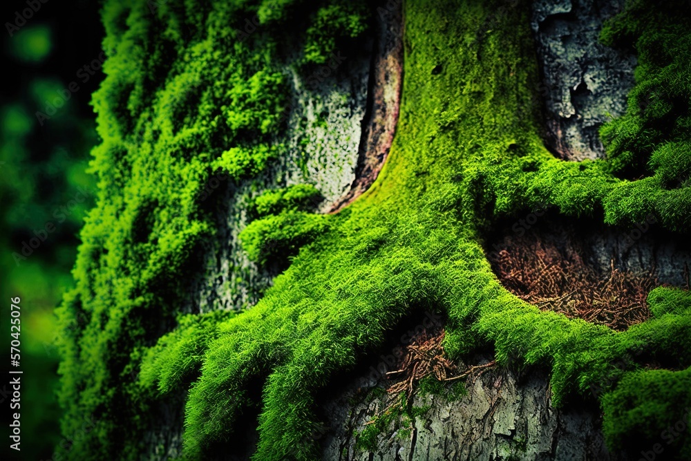 Poster piece of mossy tree texture generative ai