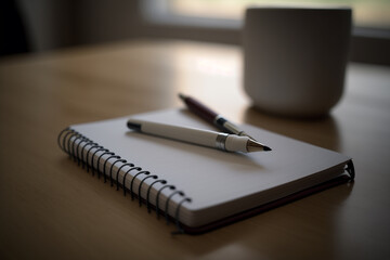 Notepad and Pen on Table. generative AI