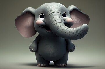 Elephant Cute Caricature Generative AI