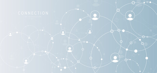 Network background. Connections with points, lines, and people icons. Vector technology background