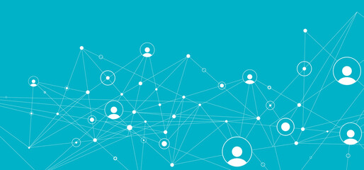Network background. Connections with points, lines, and people icons. Vector technology background
