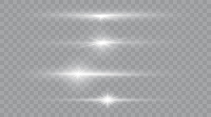 Set of shining sparkles and lens flares. Glowing lights isolated on transparent background. Vector illustration - 570426021