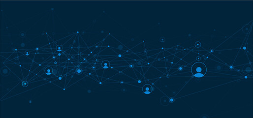 Fototapeta premium Network background. Connections with points, lines, and people icons. Vector technology background