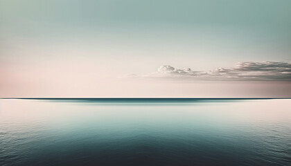 Naklejka premium Calm ocean and peaceful sky, minimalist. generative AI