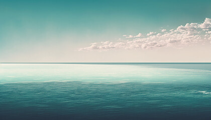 Obraz premium Calm ocean and peaceful sky, minimalist. generative AI