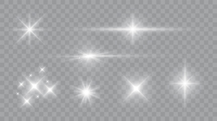 Set of Shine glowing stars. Vector Shining Sparks isolated.