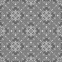 Stylish texture with figures from lines.
Abstract geometric black and white pattern for web page, textures, card, poster, fabric, textile. Monochrome graphic repeating design. 
