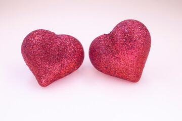 two hearts shape on the plain background