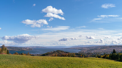 The town of Gjøvik by Lake Mjøsa.