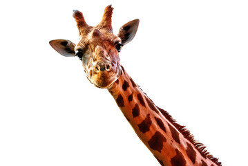 head of giraffe isolated on transparent background - obrazy, fototapety, plakaty