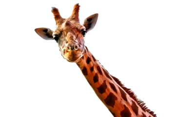 head of giraffe isolated on transparent background