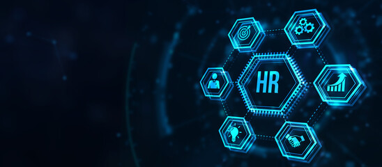 Obraz premium Internet, business, Technology and network concept.Human Resources HR management concept. 3d illustration.