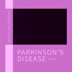 Composition of parkinson's disease day text and copy space on purple and black background