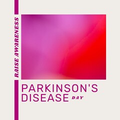 Composition of parkinson's disease day text and copy space on pink background