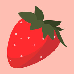 Cartoon strawberry on pink background. Colorful cartoon vector illustration - 570429449