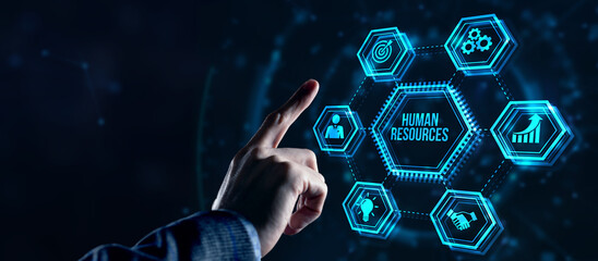 Internet, business, Technology and network concept.Human Resources HR management concept. Virtual...