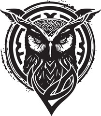 Black and white line art of owl head. Good use for symbol, mascot, icon, avatar, tattoo,T-Shirt design, logo or any design.