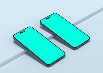 Smartphones 14 pro max mockup for App and Website UI branding. 3D render