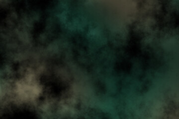 Starry night sky. Dark interstellar space with green nebula. Space background.