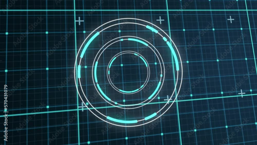 Poster animation of illuminated circles overconnected dots forming grid pattern against abstract background