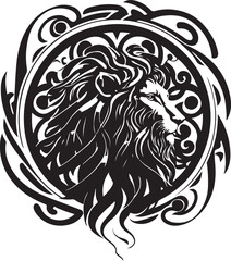 Lion ethnic graphic style with celtic ornaments. Vector illustration