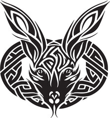 Abstract vector rabbit head with ornament