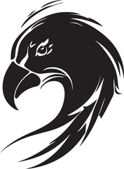 Parrot Head Logo with ornament. Line Art Illustration