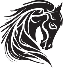 Vector silhouette of a horses head with ornament
