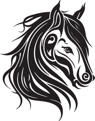 Vector silhouette of a horses head with ornament