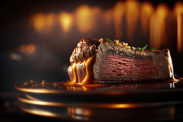 Juicy Beef Steak. Illustration Generative AI