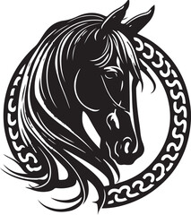 Vector silhouette of a horses head with ornament